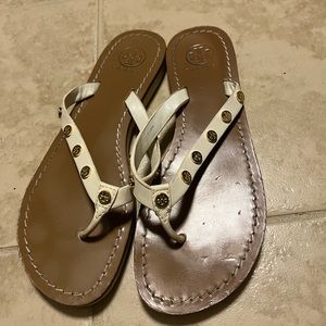 Tory burch white leather sandals